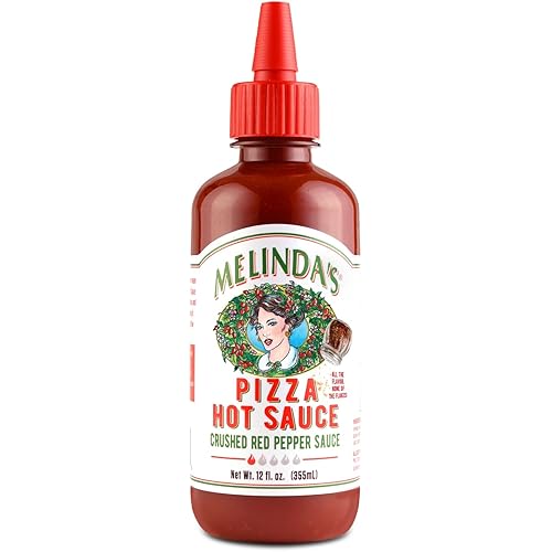 Melinda’s Pizza Hot Sauce - Crushed Red Pepper Sauce Made with Fresh Ingredients, Cayenne Peppers, Garlic, Tomatoes - Gourmet Spicy Pizza Sauce - 12oz, 1 Pack