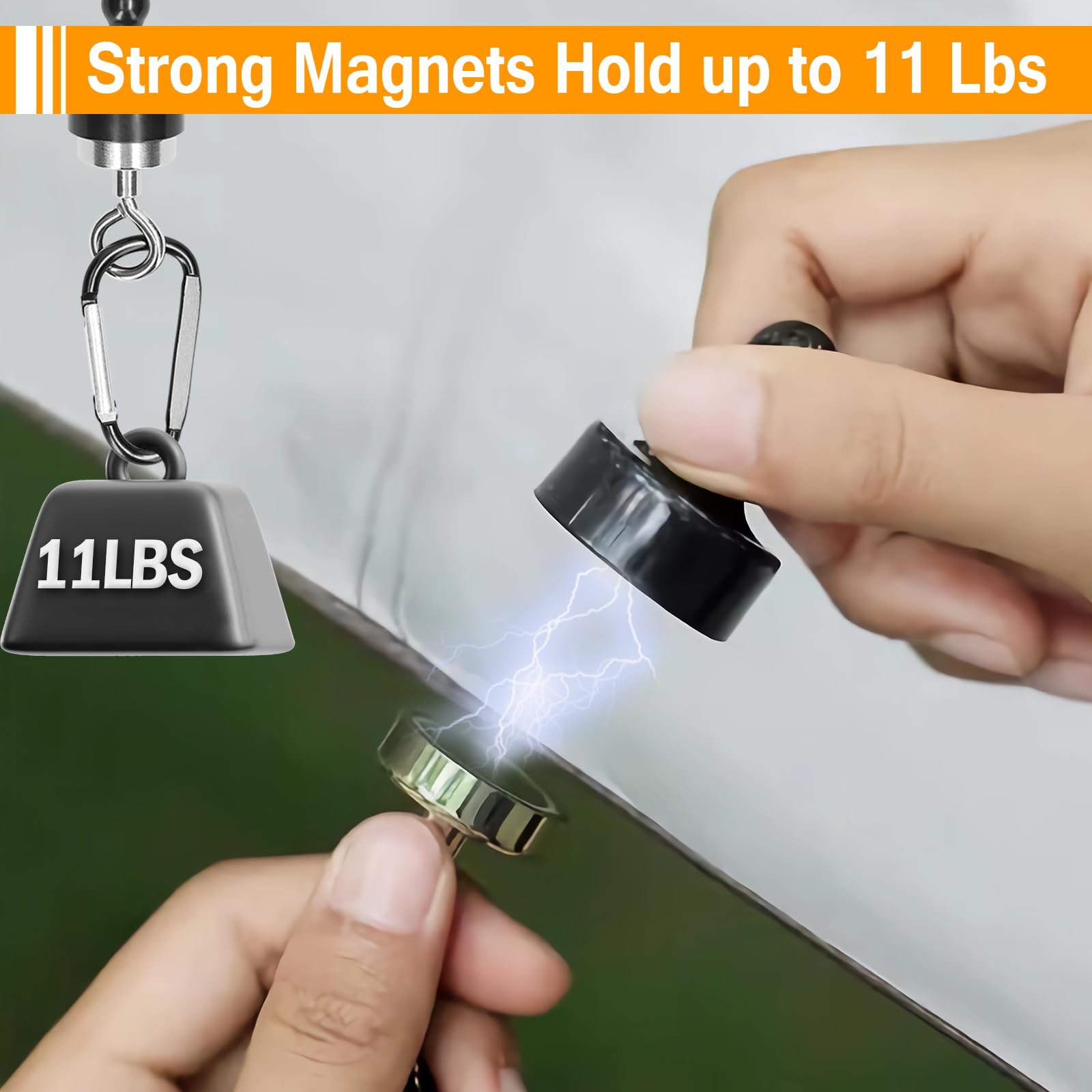 ayamaya Magnetic Camping Hooks for Canopy Magnet Clip Hanger with Carabiner for Tents Inside, Tent Hanging Hook Organizer for Lamp, Rooftop Tent Tarp Accessories for Camping, RV Camper, Picnic