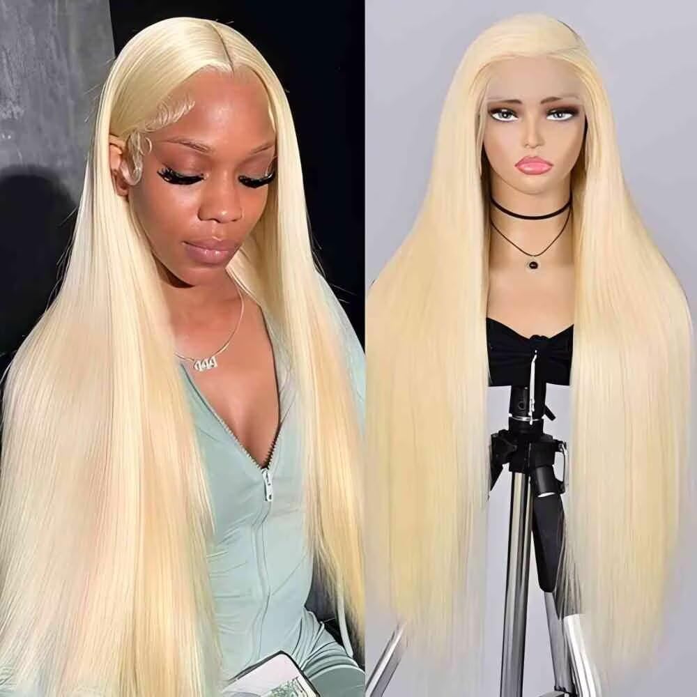 24 inch 13x6 Lace Front Wigs Human Hair 200 Density 613 Blonde Straight Wigs Pre Plucked Brazilian 13x6 HD Frontal Lace Straight Glueless Wigs Human Hair For Women