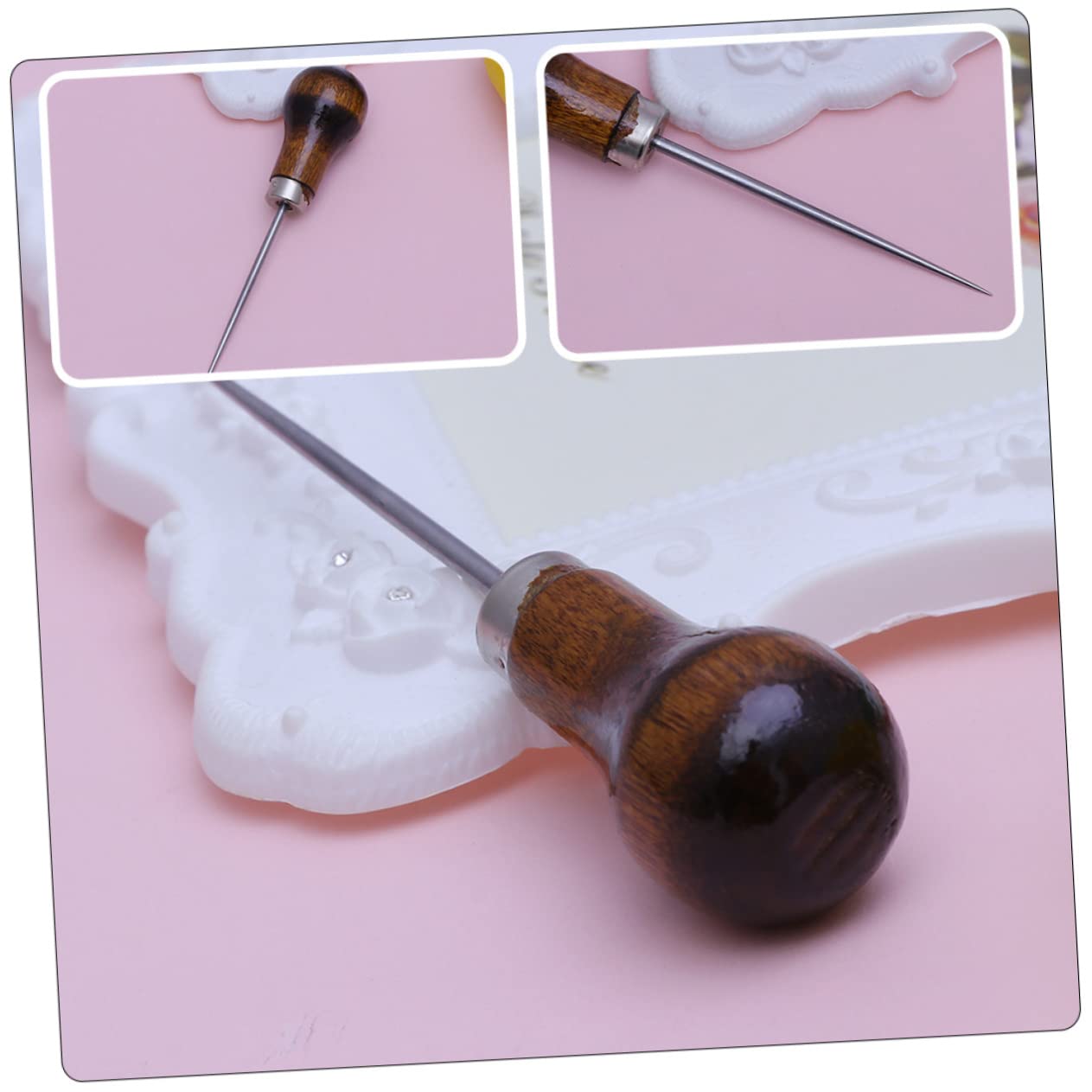 IWOWHERO 3sets Sewing Needle Awls Set 5-Piece Wooden Tools Scratch Awls for Craft Compact Design Non-Slip Grip Ideal for Present Giving 5pcs*3