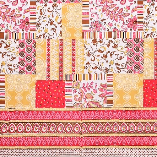 Image of India 100% Pure Cotton Jaipuri Printed Double Bedsheet with 2 Pillow Covers | Traditional Sanganeri Floral Design | Soft Breathable Fabric | King Size Bedsheet for Bedroom (Kaya36)