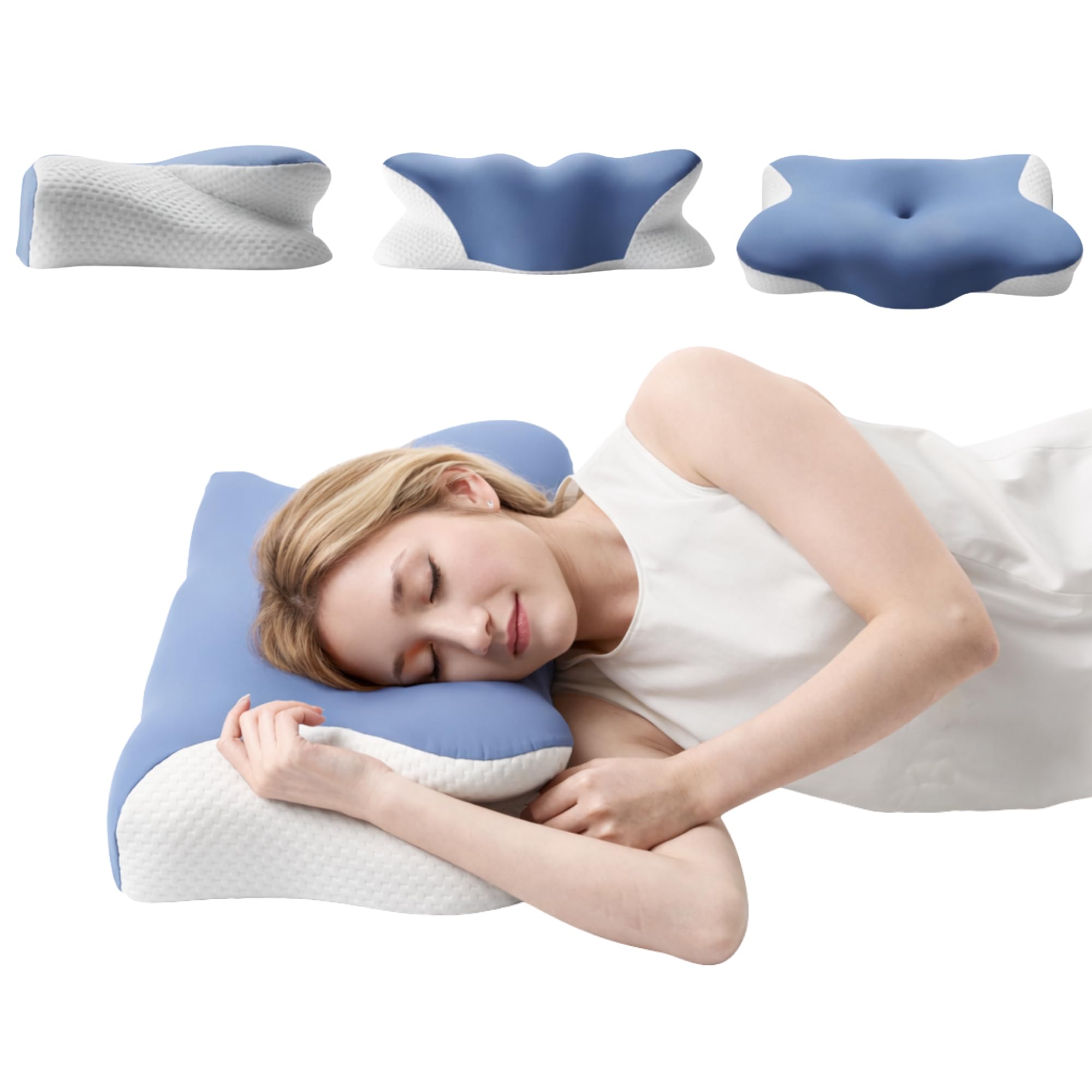 Cervical Neck Pillow for Sleeping - Memory Foam Contour Pillow Ergonomic Orthopedic Support for Side Back Stomach Sleepers