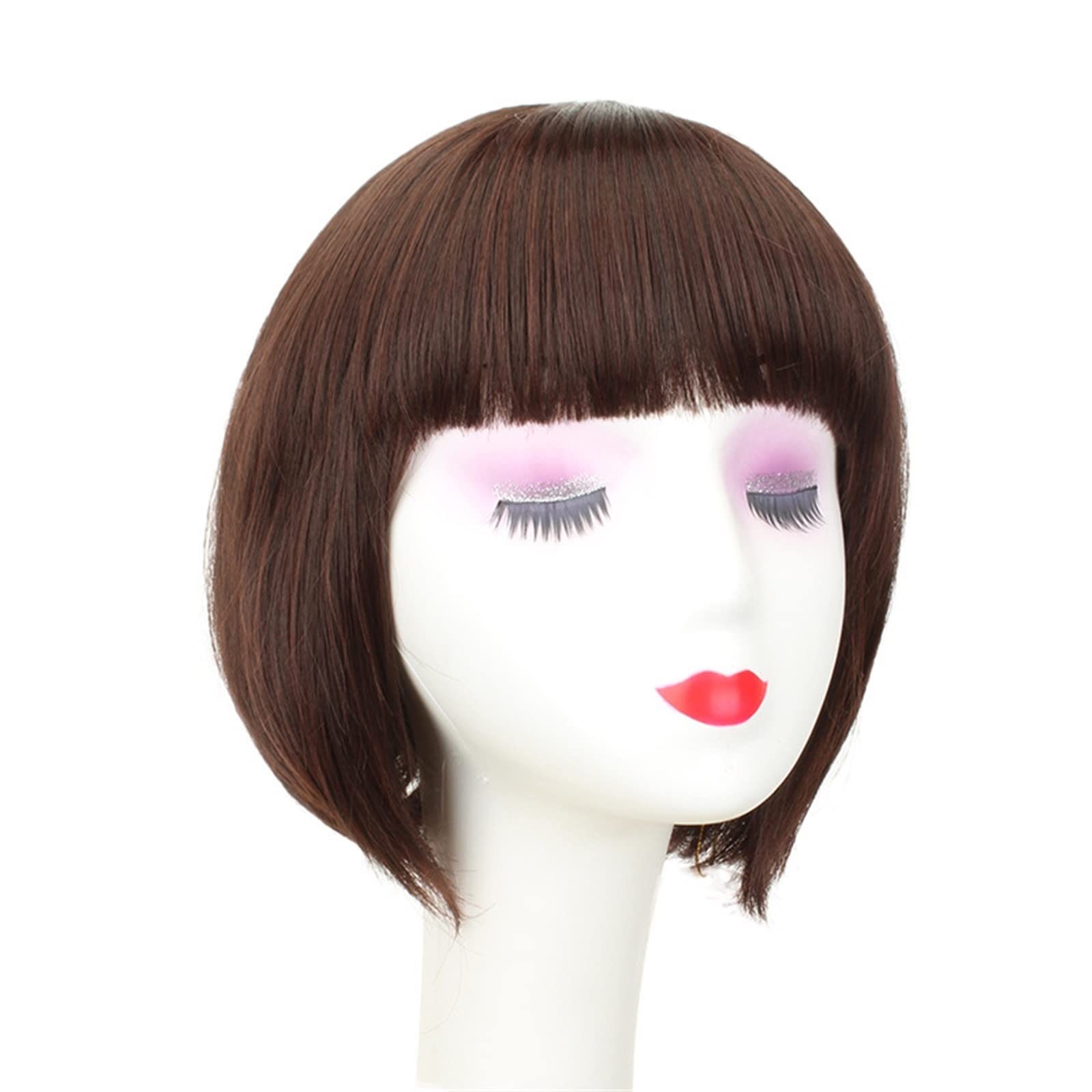 CHEWYZ Short Hair Bobo Wig Head Cover High Temperature Silk Golden Brown Chocolate
