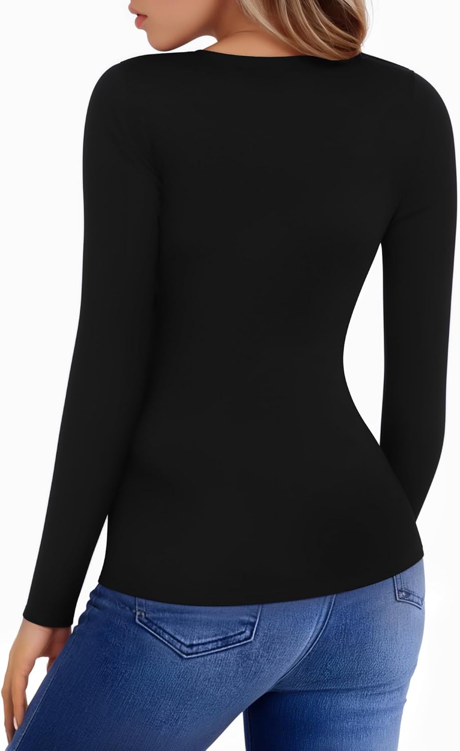 HERLOLLYCHIPS Womens Long Sleeve Tops Short Sleeve Cut Out Front Ribbed Fitted Sexy Casual Dressy Fall Tee T-Shirts Tshirt - Image 3