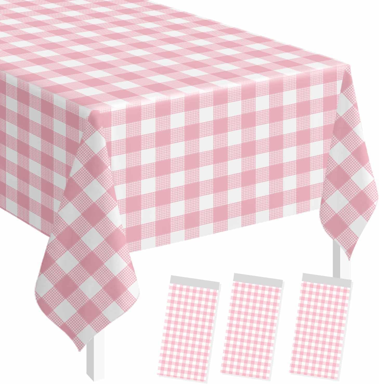 Amazon.com: SietDESEO 3 Pack Light Pink Gingham Tablecloth Rectangle 54 ...