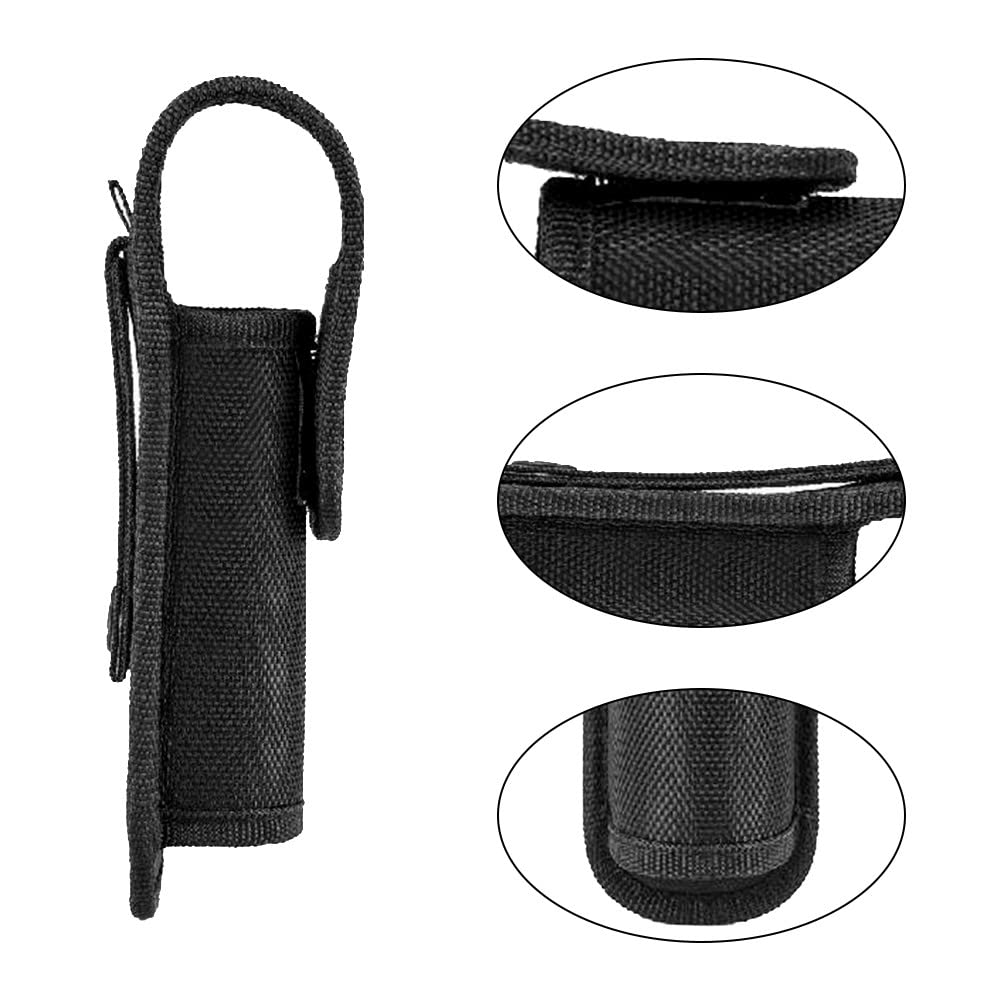 Flashlight Holster, Nylon Flashlight Pouch Waterproof Torch Carry Case for Camping Hiking Emergency, Black - Image 3