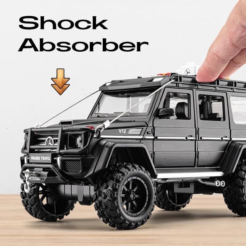 Image of 1:24 Scale Big Brabus G550 4X4 Metal Diecast Car for Kids with Openable Doors, Sound, Light Effects, Pullback Function, Black