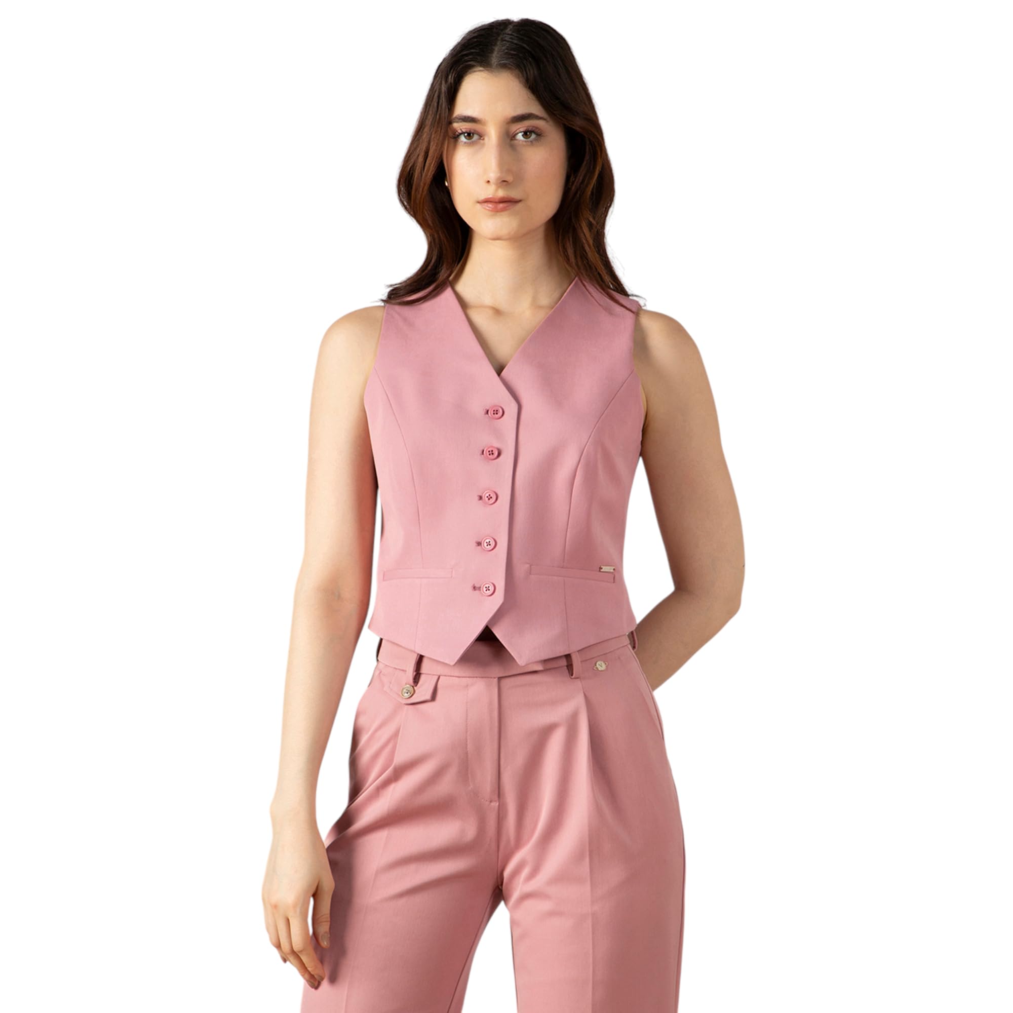 Women's Regular Fit Button Waist Coat