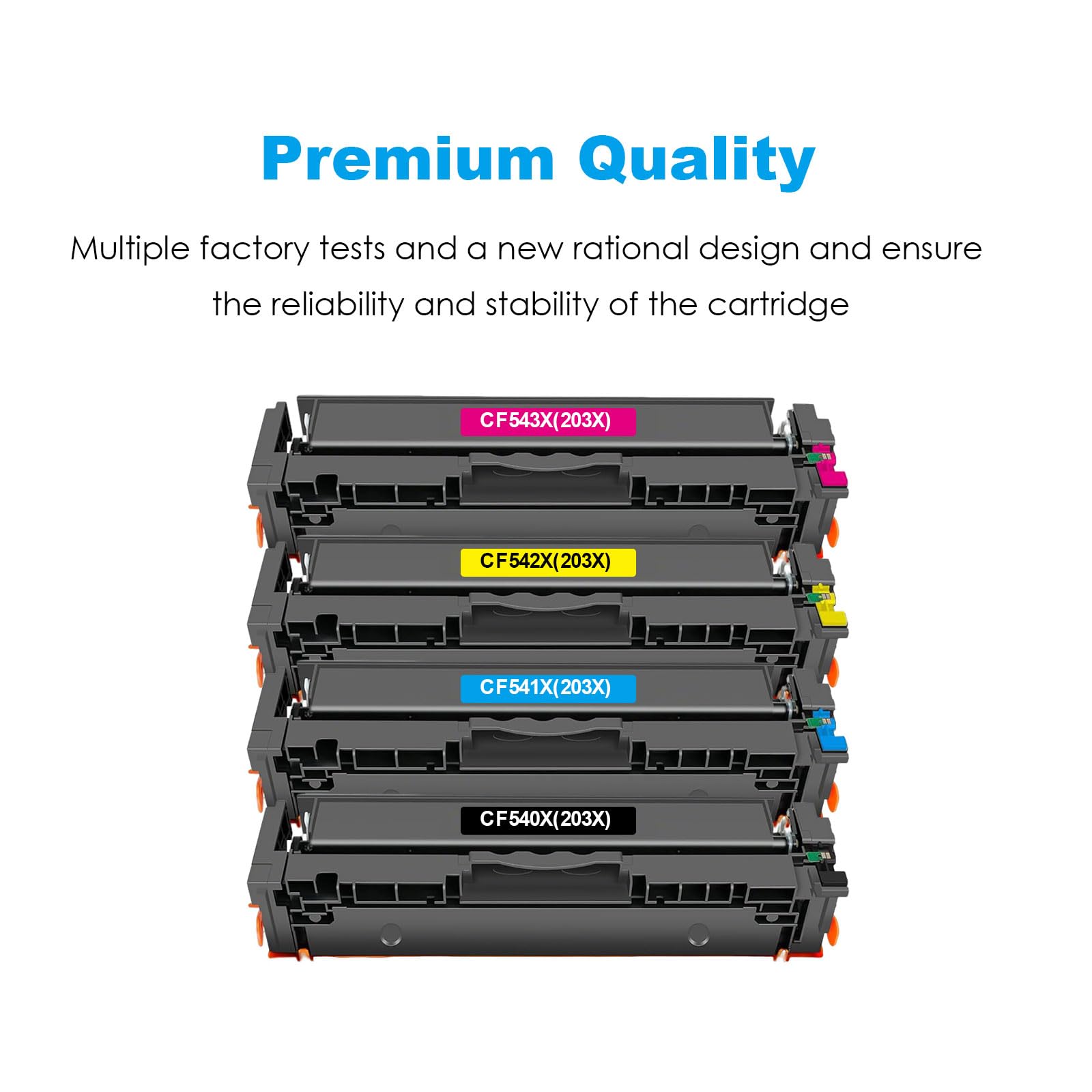 Z chipem - 203X toner zamiennik do HP 203A CF540A 203X CF540X kolorowy laserJet Pro MFP M281fdw M254dw M280nw M254nw M281cdw M254dn M281fdn M281 (czarny, cyjan, żółty, żołądkowy TA, 4-pak - Z chipem