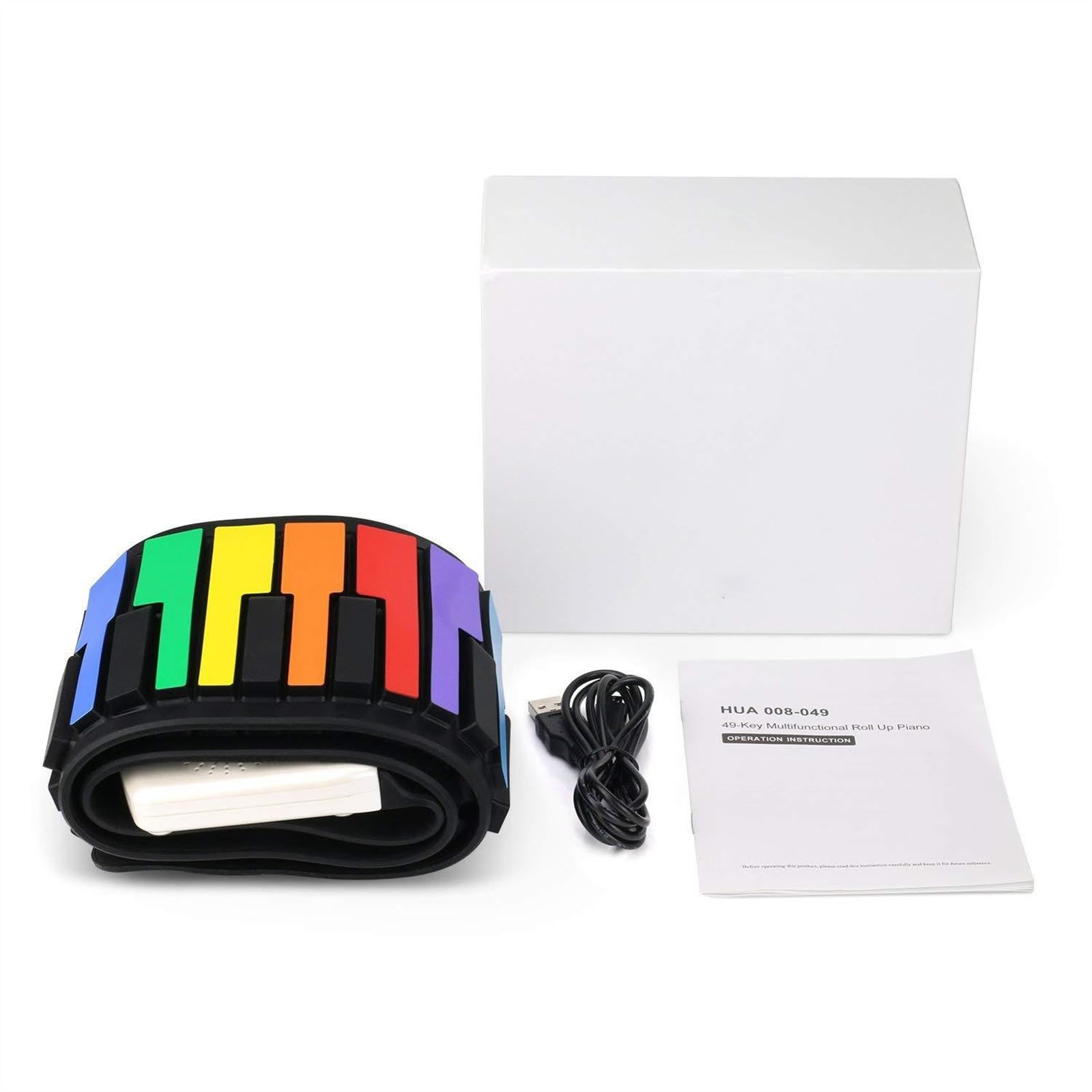 Anfänger Elektronisches Klavier Tragbares Elektronisches Keyboard Mit 49 Tasten Und Regenbogen-Handrollklavier Aus Silikonkautschuk Für Einfaches Tragen
