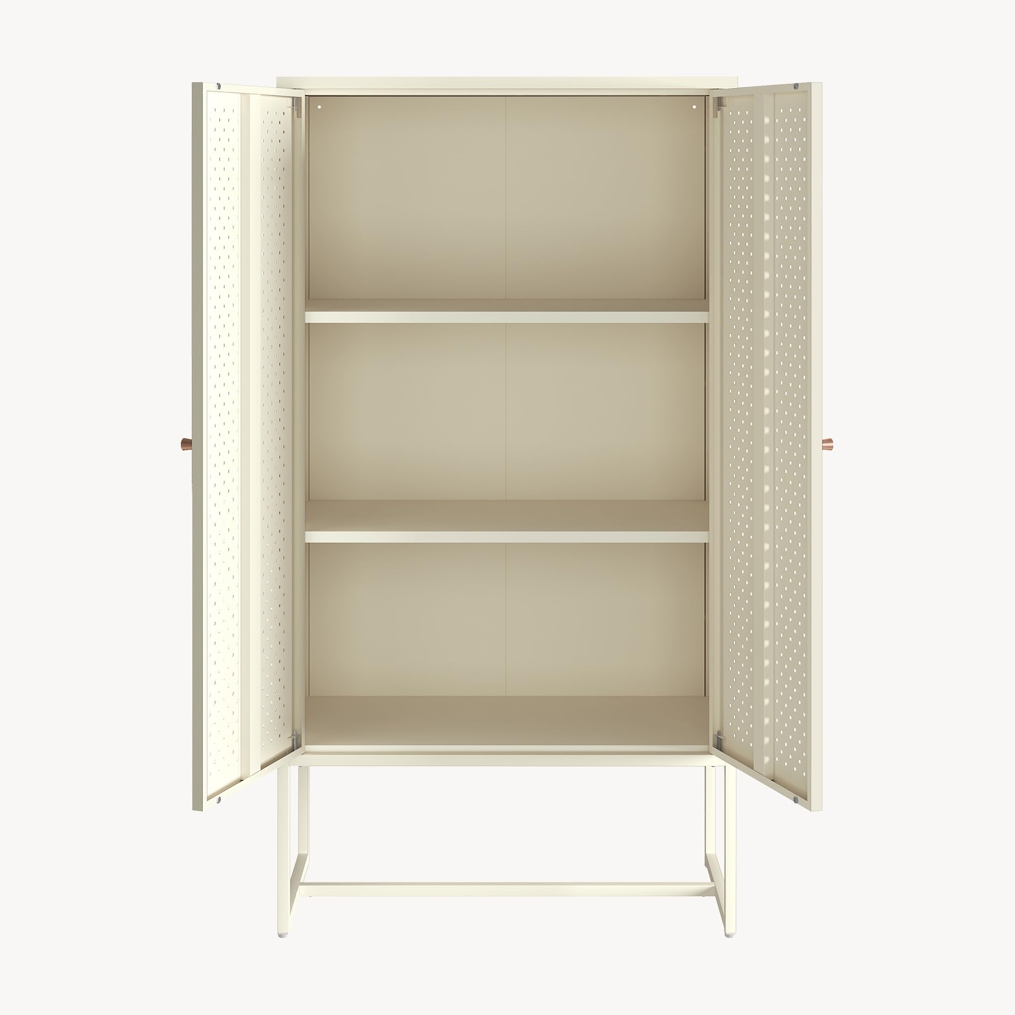 [en.casa] Wohnzimmerschrank Viitasaari Highboard mit 2 Türen Metallschrank aus Stahl 3 Fächer Büroschrank 150 x 80 x 40 cm Aufbewahrungsschrank Cremeweiß