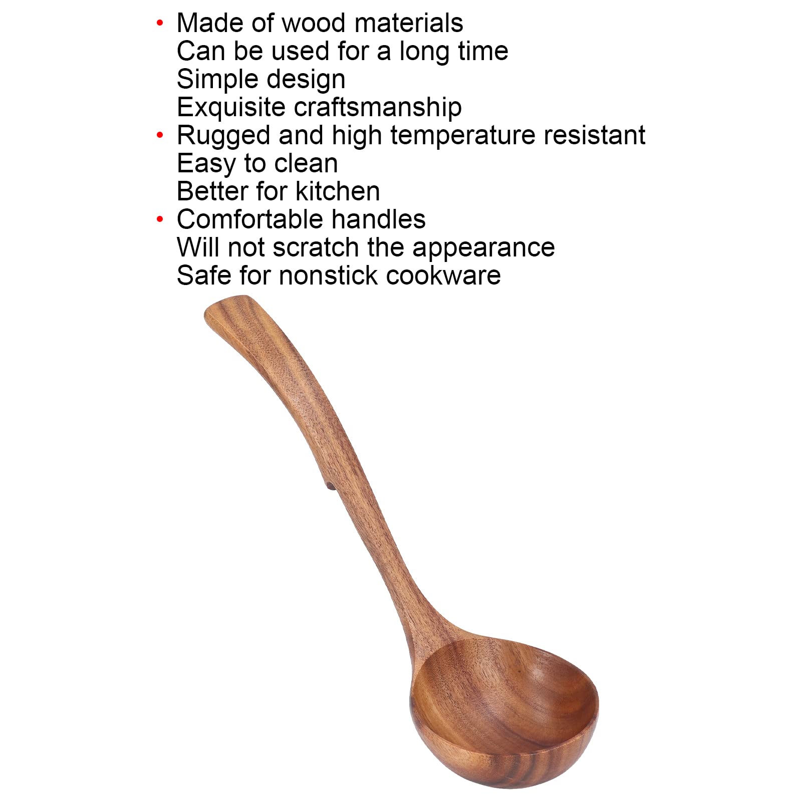 Mestolo di Legno,Manico Lungo Mestolo di Zuppa di Legno Cucchiaio da Portata Stoviglie Cucchiaio da Mestolo da per Mescolare la Zuppa Degustazione Capovolgere (grande cucchiaio a uncino)