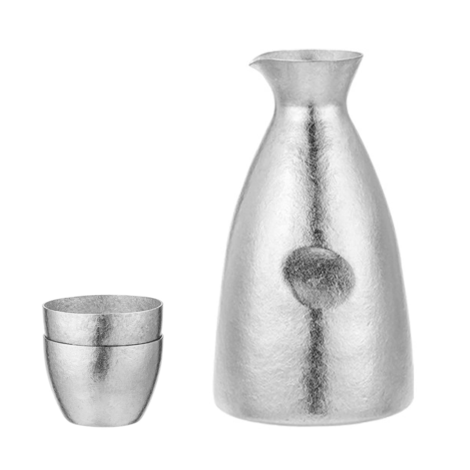 Generic Juego de Sake Japonés Portátil, Elegante Material Ti, Vertido Suave, Actividades Al Aire, Olla de 390ML + 2 Tazas de 40ML (Olla de sake cóncava + 2 tazas [Estilo flor de)