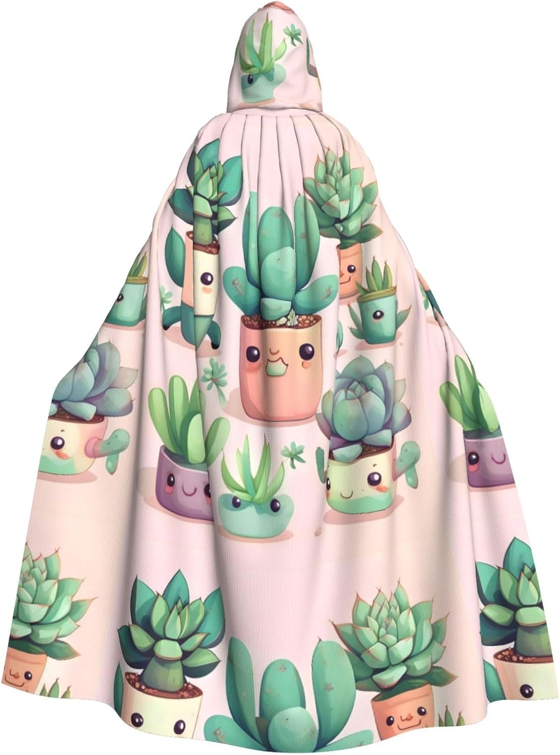 Lovely Succulent Plants Men Women Halloween Role Play Party Decoration Hooded Poncho Black