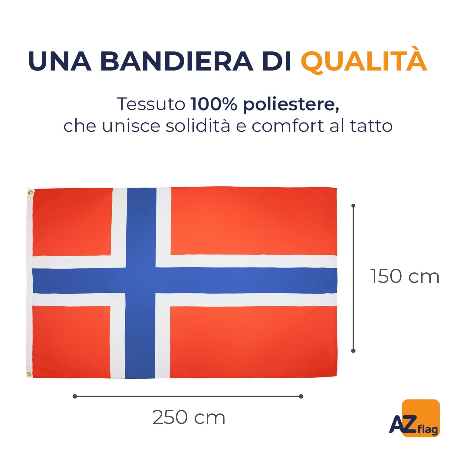 BANDIERA NORVEGIA 250x150cm - GRAN BANDIERA NORVEGESE 150 x 250
