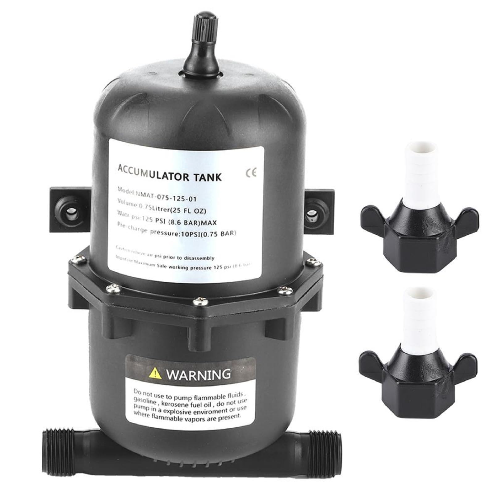 Mini Serbatoio a Pressione, Accumulatore Serbatoio a Pressione Pompa Acqua Controllo del Flusso 0,75 L 125PSI Impermeabile per Barca Marine RV