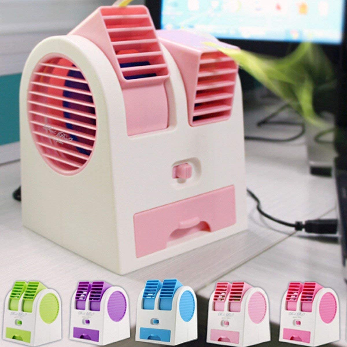Nikrim™ Portable Dual Bladeless Mini Cooler Desktop Table Fan Small Water Air Conditioner Powered by USB & Battery Use of Car Home Office 1 Piece (B09WSWGM29) Amazon Price History, Amazon Price Tracker