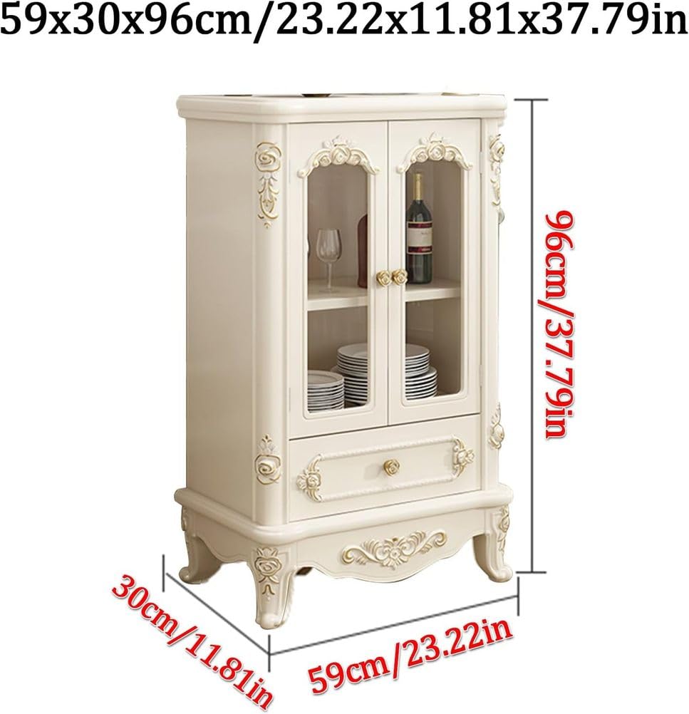 Vetrina E Mobile Antico Con Ante in Vetro, Elegante Vetrina Per Calici Da Vino Bianco E Rosso, Vetrina Per Soggiorno, Vetrina Con Cassetti, Mobiletto Angolare Per Vino,Gold pattern