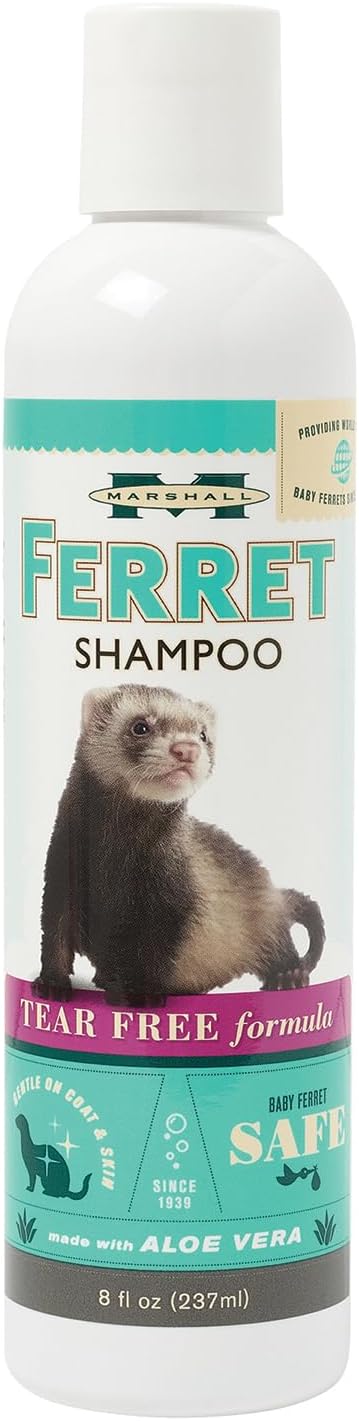 Marshall Pet Products Natural pH Balanced, Tearless Baby Safe Original Aloe Vera Ferret Deodorizing Shampoo with Eucalyptus and Safflower Oil, 8 oz