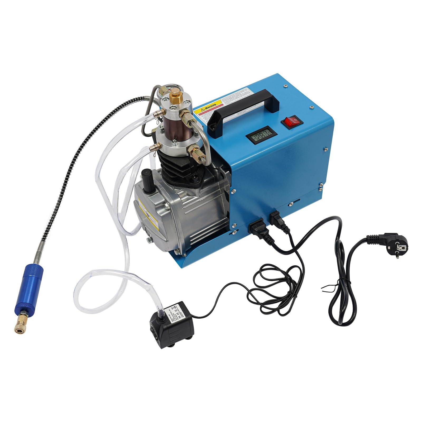 Pompa ad aria ad alta pressione, 1800 W, pompa ad aria elettrica con doppio raffreddamento, compressione a 2 stadi 0-30 Mpa compressore d'aria per officine e case