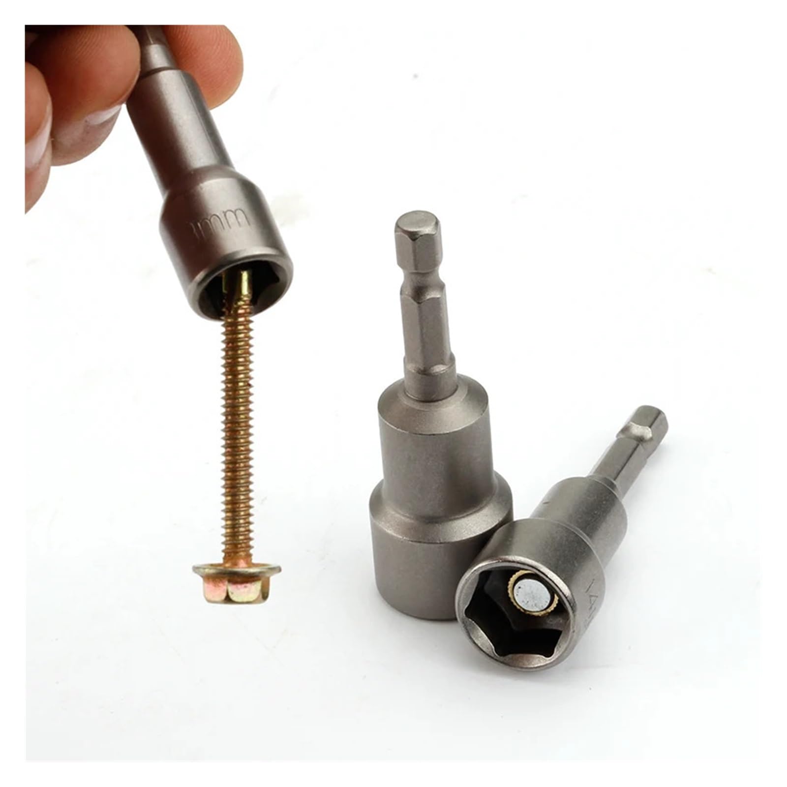 Set di giradadi for cacciavite magnetico a energia elettrica Punta a bussola for chiave metrica con gambo esagonale da 1/4".(4pcs 21-24mm no magn)