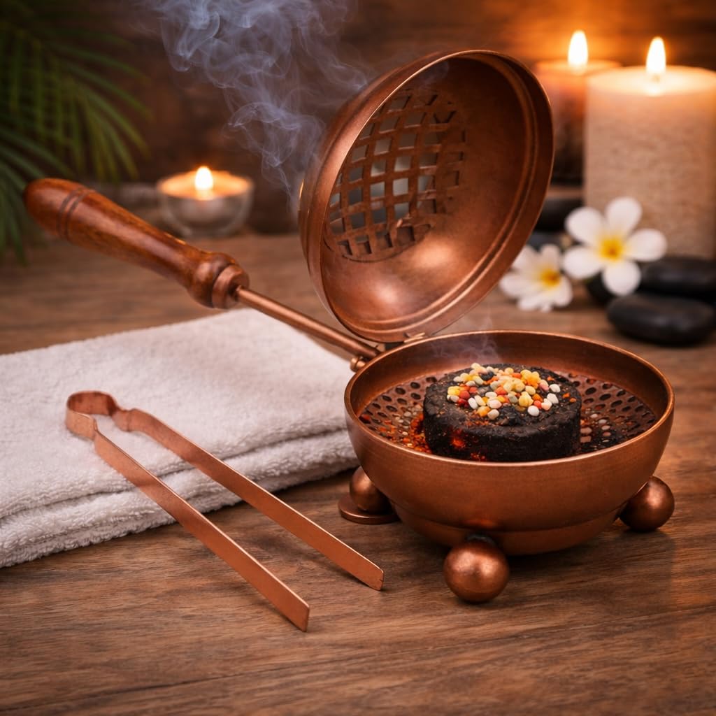 NKlaus Set bruciatore d'incenso 23 pezzi con miscele d'incenso erbe incenso pinze incenso carbone 40606