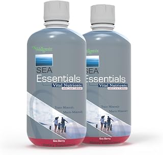 Wellgenix Sea Essentials Nutritional Multivitamin Supplement - Liquid Coral Calcium, Trace & Macro Minerals, 1 Oz Daily, Sea Berry Flavor - for Men & Women, Adults & Kids, 32 Fl Oz (Pack of 2)