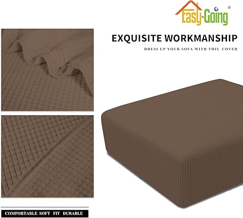 Vista 619 de Easy-Going - Funda elástica para taburete otomano, funda protectora para muebles, funda rectangular con parte inferior elástica Beige