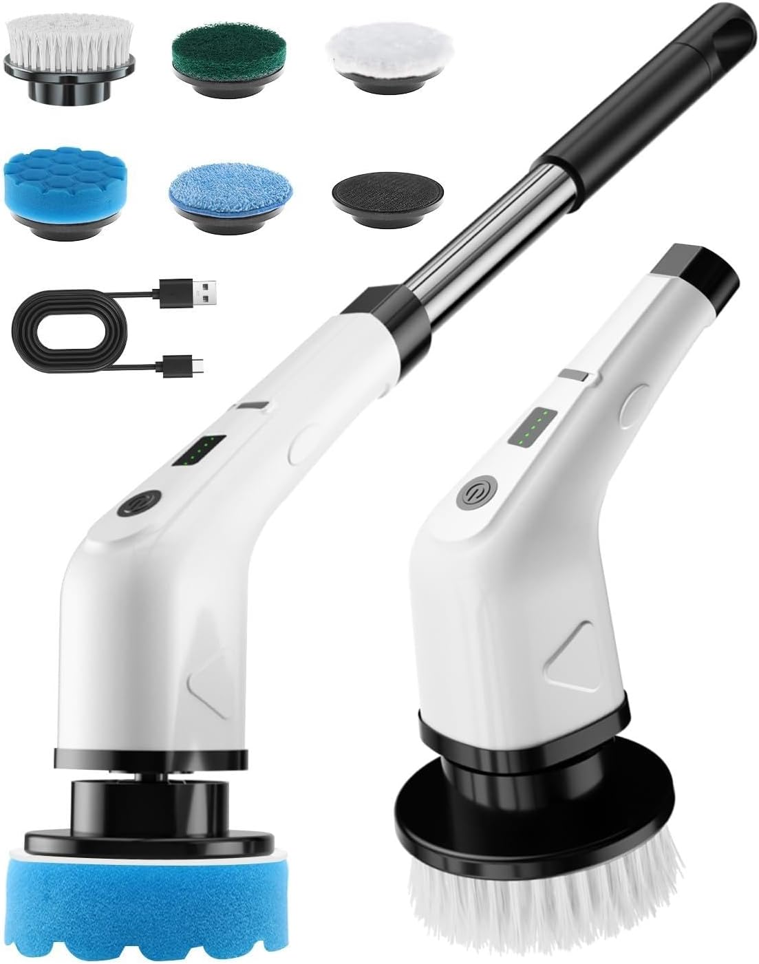 Cordless Electric Spin Scrubber with 360 RPM Power and 6 Brushes