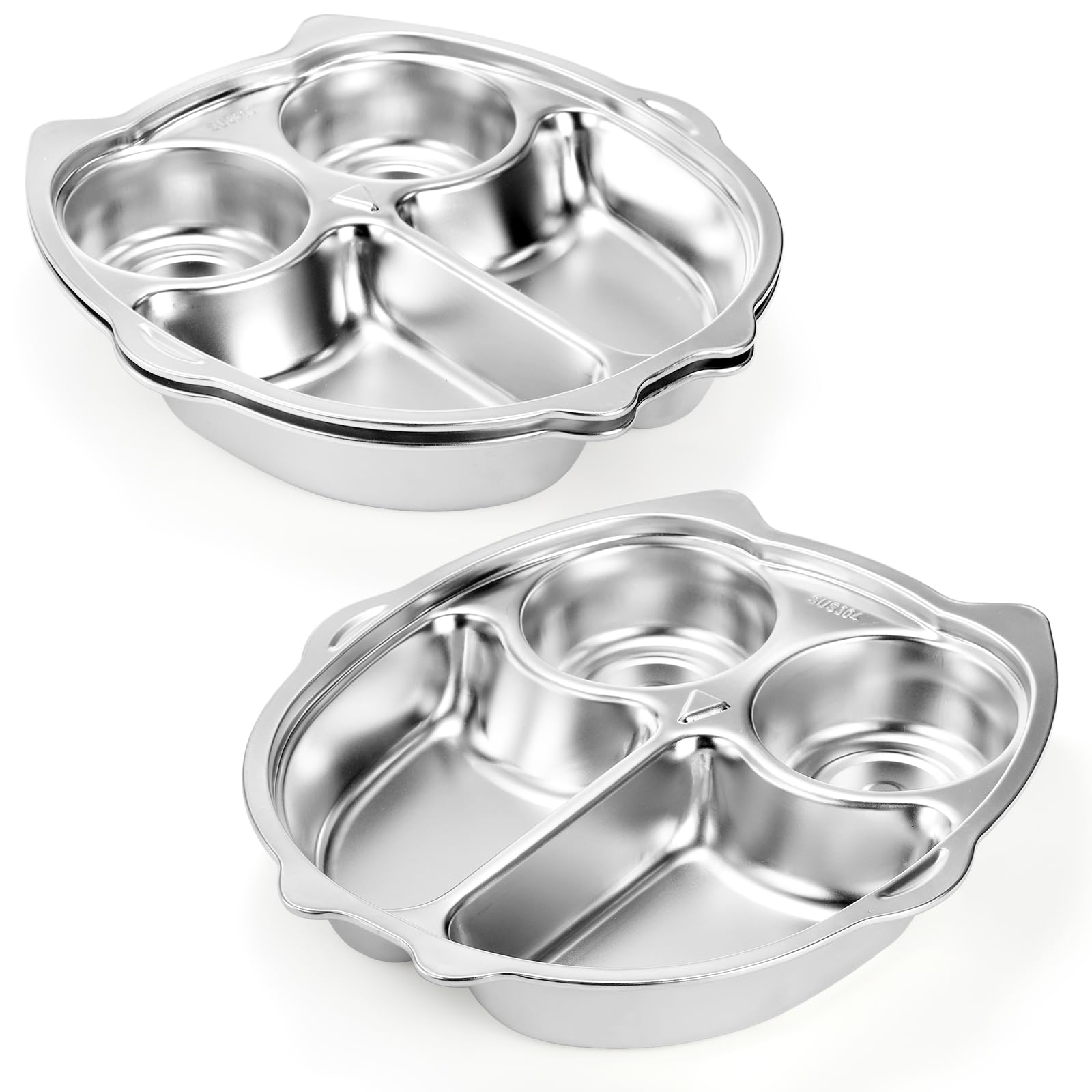 Noamus 3 Pack Stainless Steel Divided Plates, 9 Inch 304 Dinner Platter, Diet Portion Control Tray - Image 4