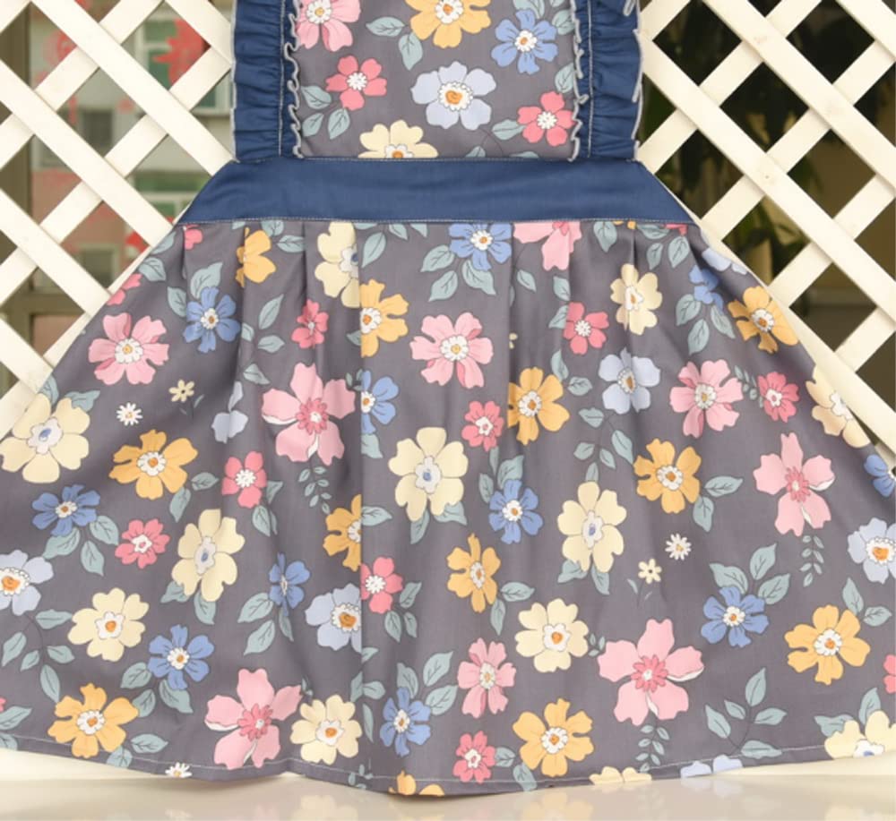 CRB Fashion Delantal de cocina para niños pequeños, niñas pequeñas, bonitos delantales de chef de cocina, azul, 2-5 años