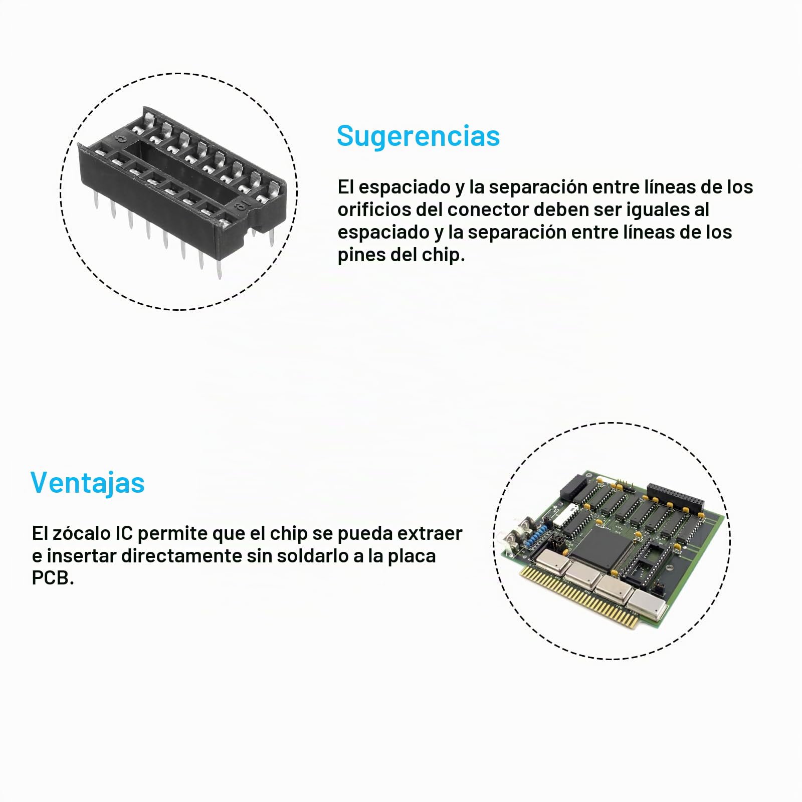 20er-Pack DIP IC-Sockeladapter – 2,54mm Raster, 1 Produktbild-Vorschau 3
