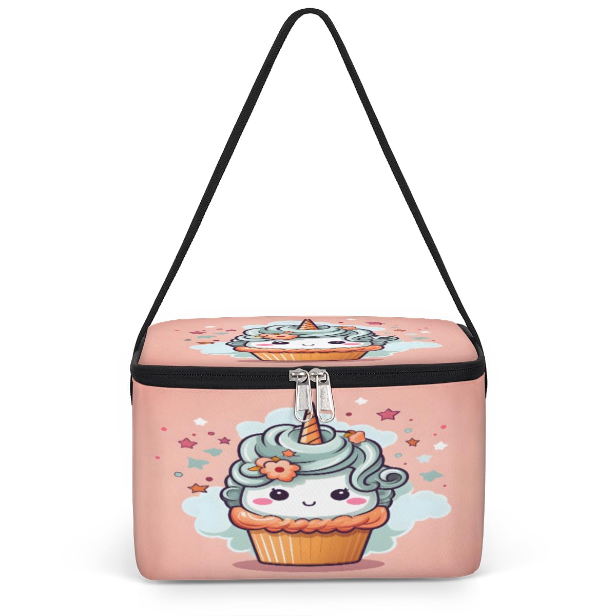 GzLeyigou Cup Cake Unicorn Lunch Bags for Women Men 9 Cans, Hot & Cold Food Delivery Bag Insulated Grocery Bag Insulated Lunch Box Unicorn Cooler Bag for Office Work Picnic Beach