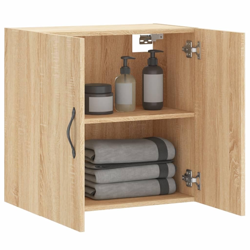 Armoire murale en chêne Sonoma 60 x 31 x 60 cm Armoire suspendue avec espace de rangement et étagère pour salon, chambre à coucher, bureau, couloir, cuisine, salle de bain