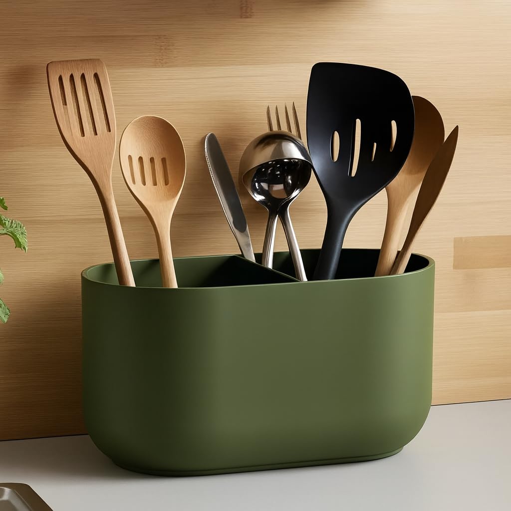Modern Kitchen Utensil Holder with Two Compartments