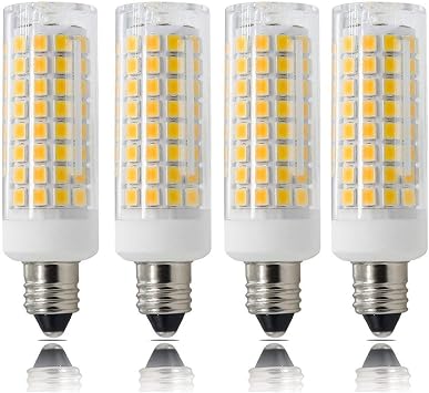 E11 LED Bulb Dimmable, 75W Halogen Bulb Replacement, LED E11 Mini Candelabra Base, Replaces T3/T4 JD E11, 360 Degree Beam Angle, AC110V-130V, for Indoor Decorative Lighting Warm White 4-Pack