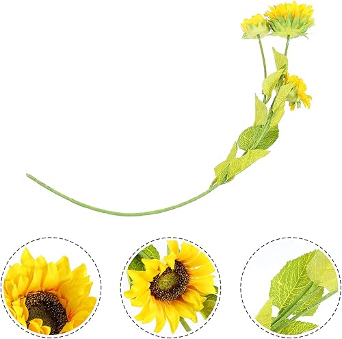 Miniatura 4 de 2 Pcs Simulated sunflower faux sunflower stems fau sunflower faux sunflower plant sunflower heads faux plant home decor Artificial Flowers sun