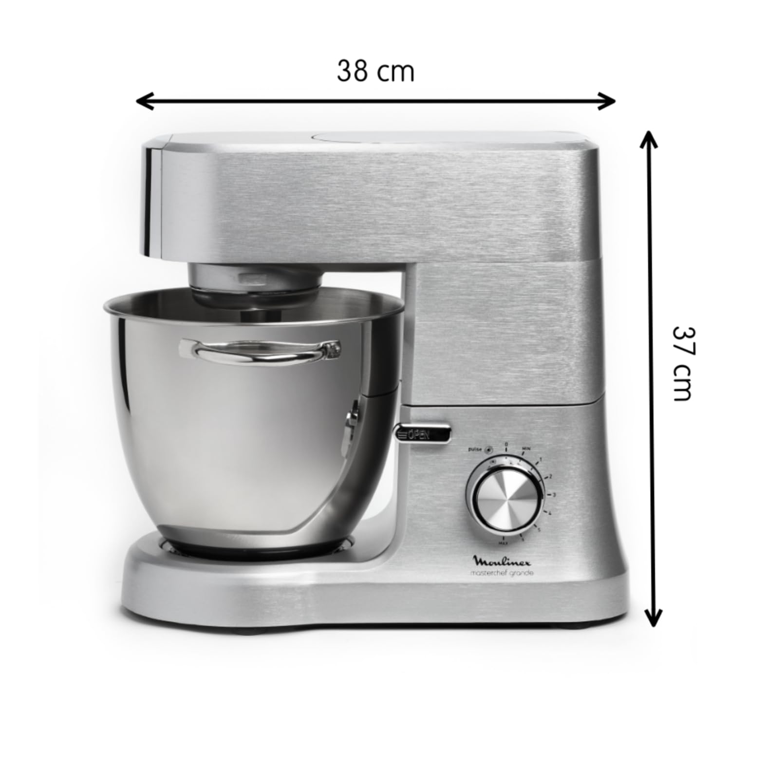 Moulinex Masterchef Impastatrice Planetaria, 6,7 litri, Robot da cucina con Frusta, sbattitore, Gancio Impastatore, 1500 W, 8 velocità, QA810D