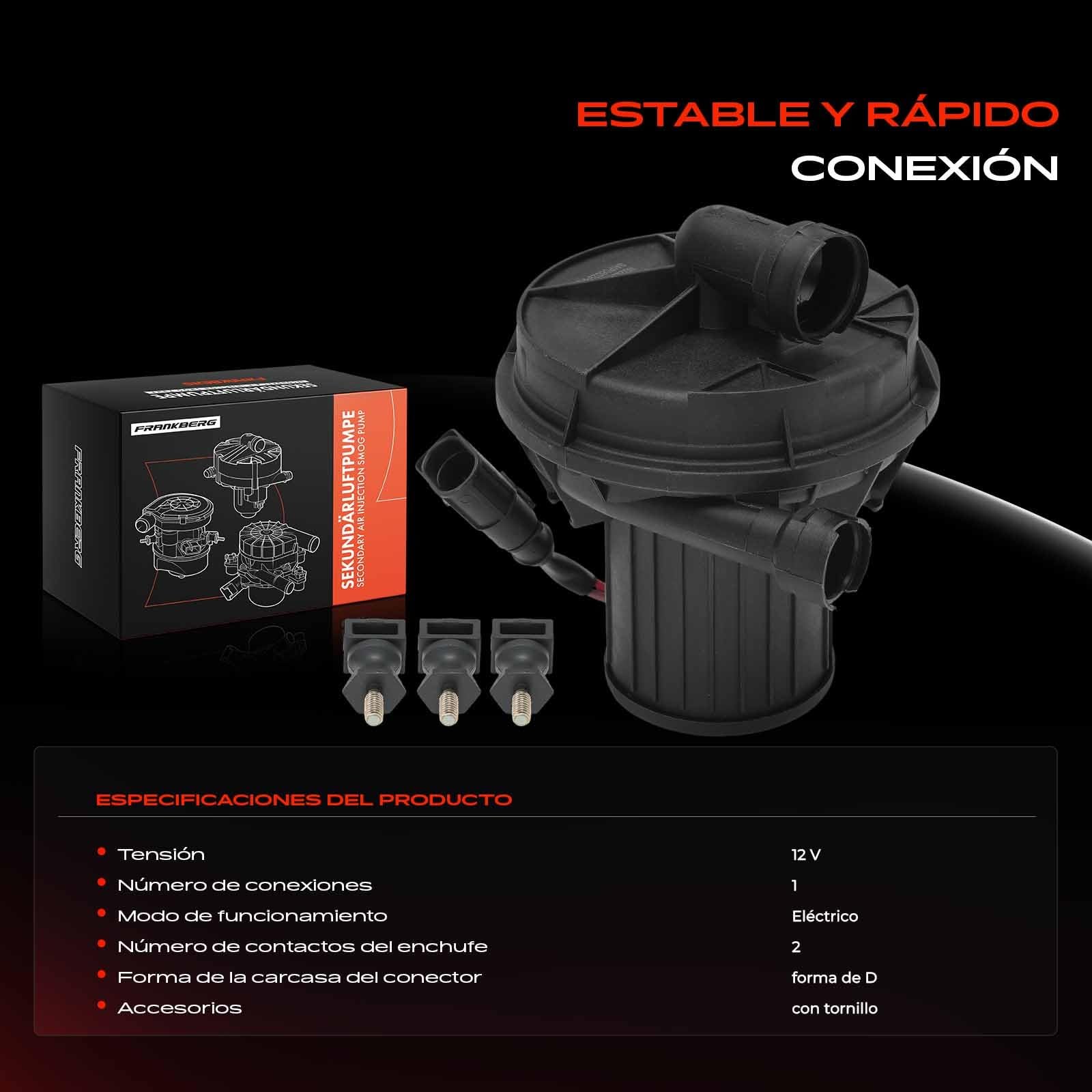 Frankberg Bomba de aire secundaria 2 Polos Compatible con A4 8D2 1.6L A3 8L1 1.6L A3 Sportback 8PA 1.6L A4 8D2 1.8L A3 8L1 1.8L Replace# 06A959253E