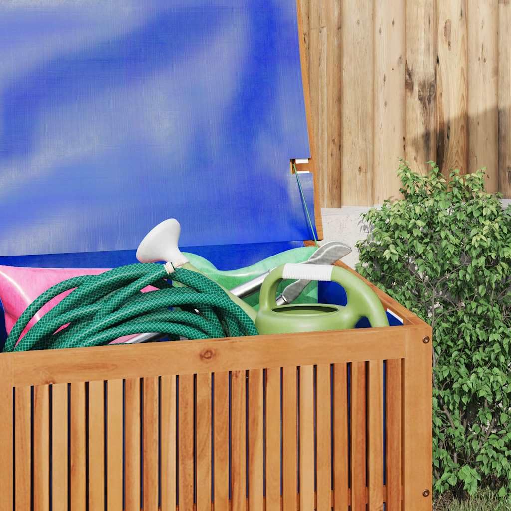 Gartenbox aus Massivholz Akazie 75x75x58 cm mit wasserfestem Innenbeutel für Außen- und Innenbereich, robuste Aufbewahrungstruhe für Möbelkissen, Decken und Spielzeug,