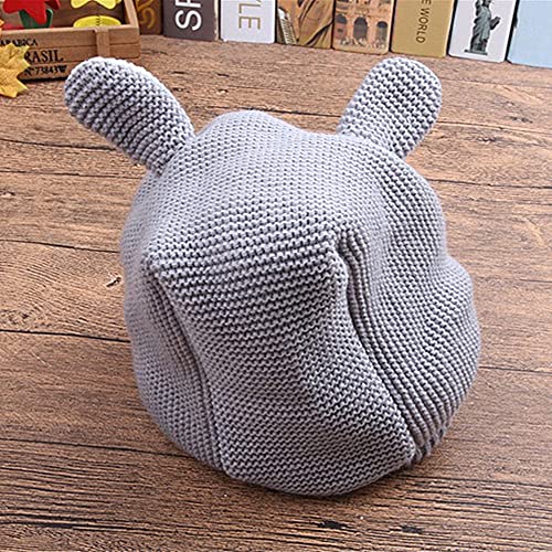 Scarf Woolen Earflap Hood Warm Skull Knit Caps，Crochet Earflap Pilot Hats Beanie Cap For Toddlers Baby Girls And Boys (Hat-Grey) #TOP4