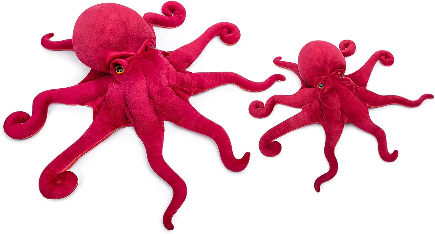 ZHONGXIN MADE Simulation Octopus Plush Toy - Super Large 32Inch Red Soft Real Life Octopus Stuffed Animal Toys, Lifelike Deep Sea Creeping Animal Octopuses Plush Toys for Children Boys Girls