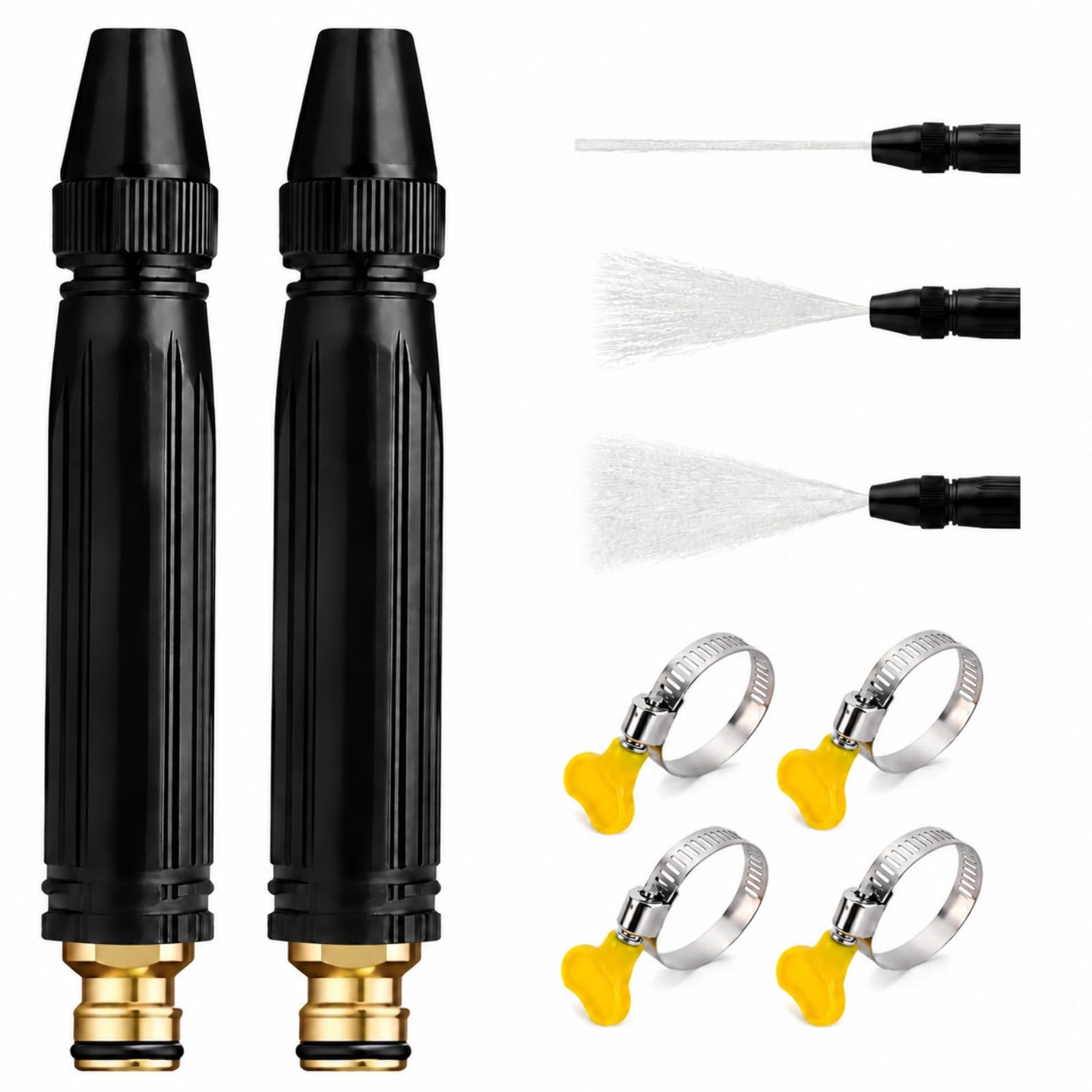 2Pcs High Pressure Hose Nozzle, Powerful High Pressure Sprayer Water Gun Canon, Power Nozzle Hose Pipe Booster Attachment for Garden Car Outdoor Wash cleaning