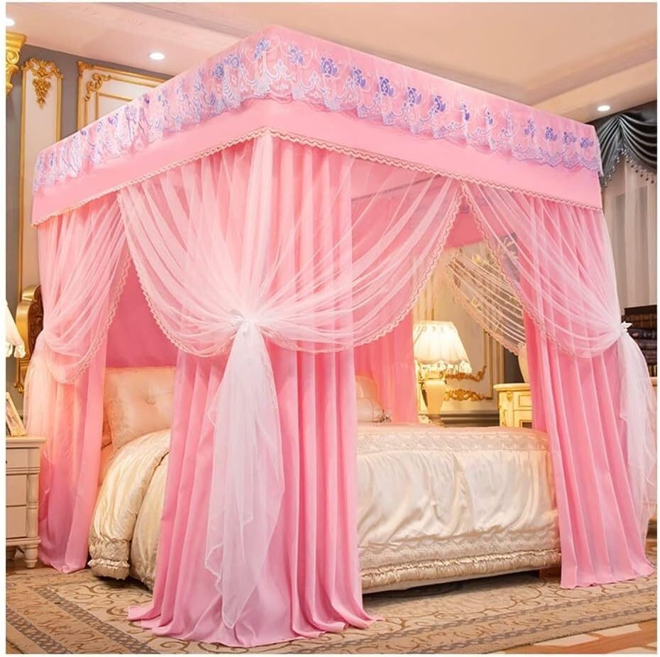 Moustiquaire couvre-lit européen rideau de lit superposé rose pour chambre princesse