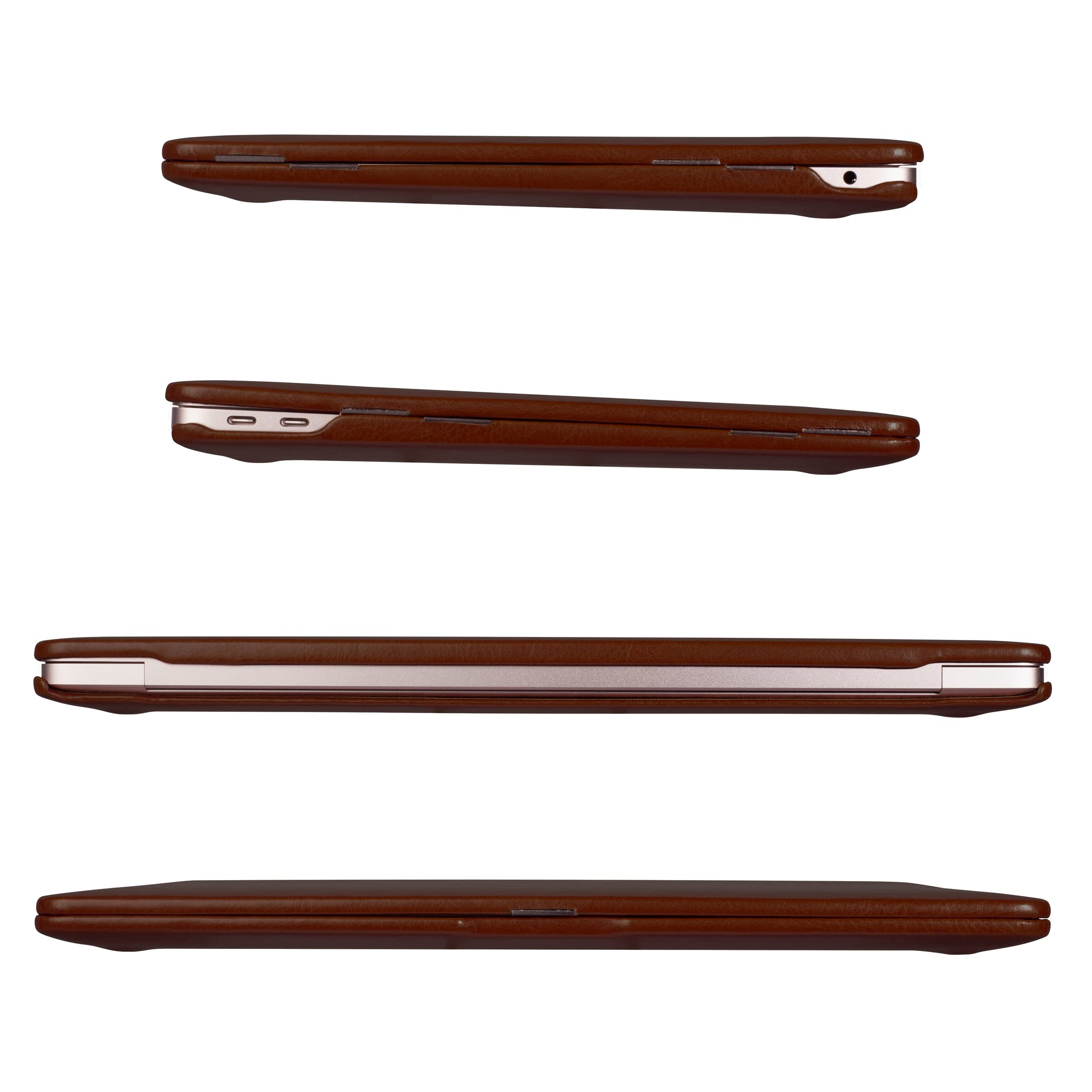 Funda Dreem Euclid MacBook Pro - Funda rígida para portátil de 14 Pulgadas para MacBook Pro 2021, Cuero Vegano de Lujo, Cubierta Superior e Inferior para Mayor protección - Café