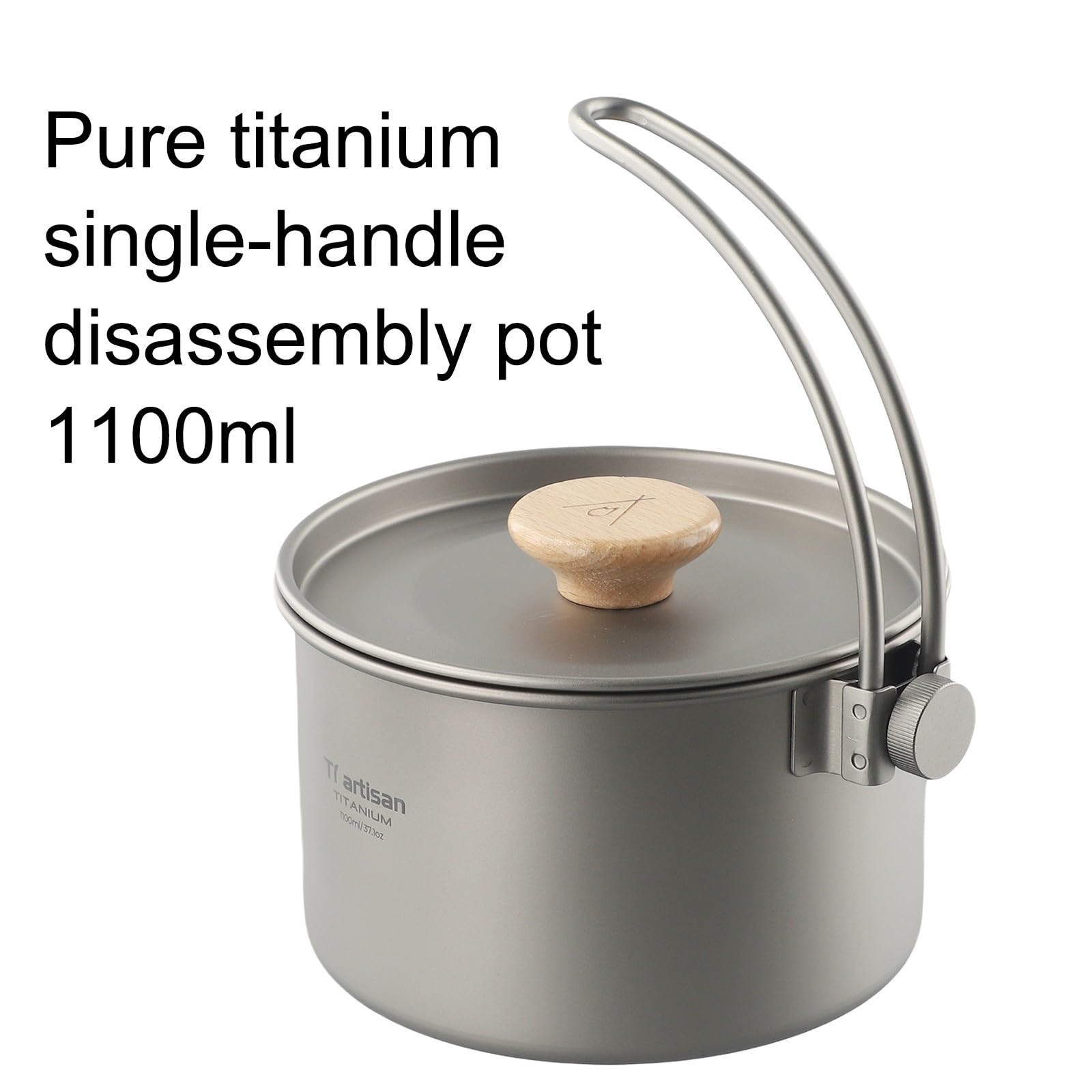 Bushcraft Pot à suspendre avec poignée amovible pour camping, randonnée et randonnée 1,1 l