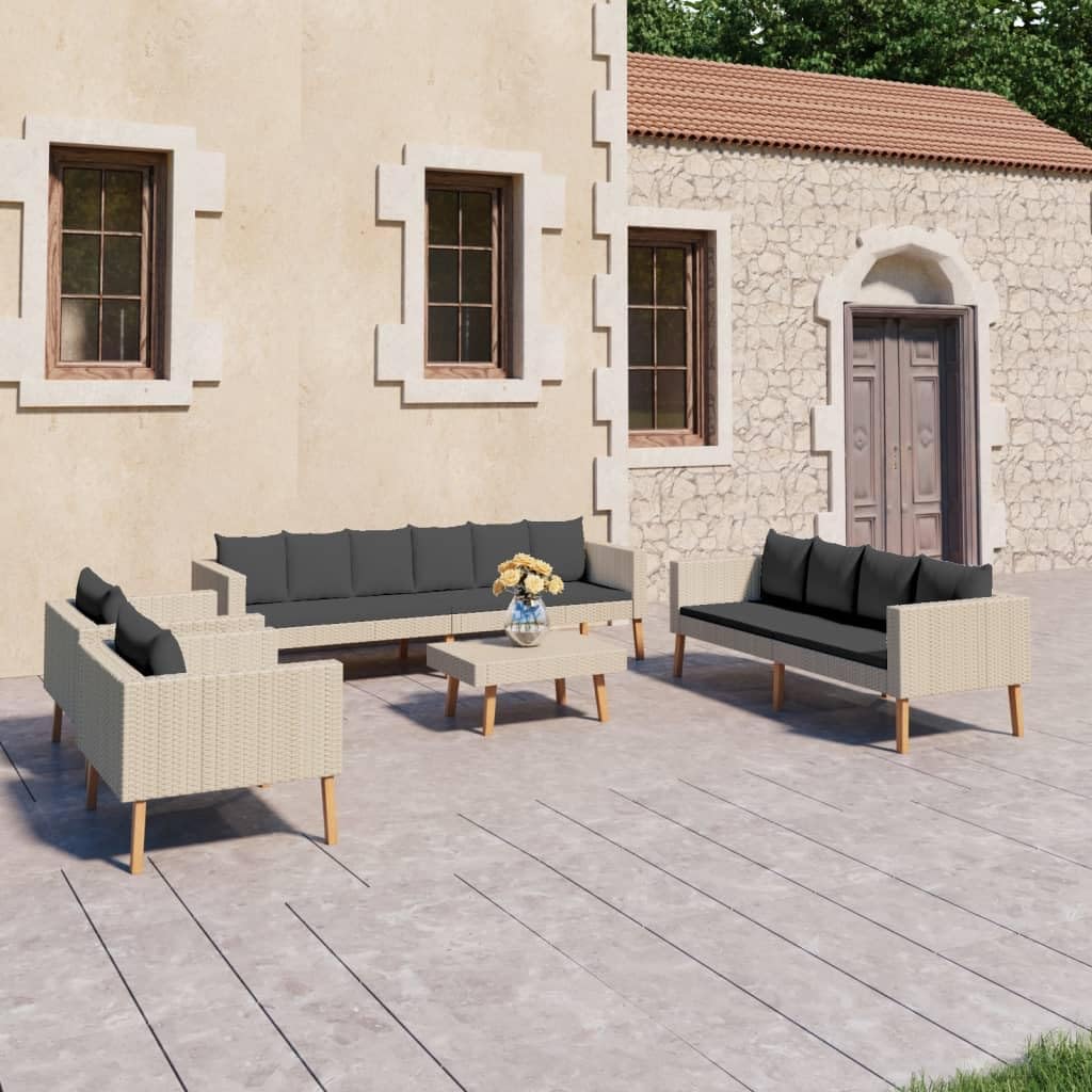 5-Piece Garden Lounge Set with 3-Seater Sofa, 2-Seater Sofa, Two Armchairs and Coffee Table in Beige and Anthracite, Modular Outdoor Furniture, Weather-Resistant PE Rattan