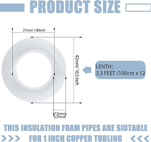 Vista 39 de Amylove 12 tubos de espuma de 3.3 pies, tubo de espuma aislante, tubo de agua aislante, piscina, fideos de natación, tubos de preservación de calor