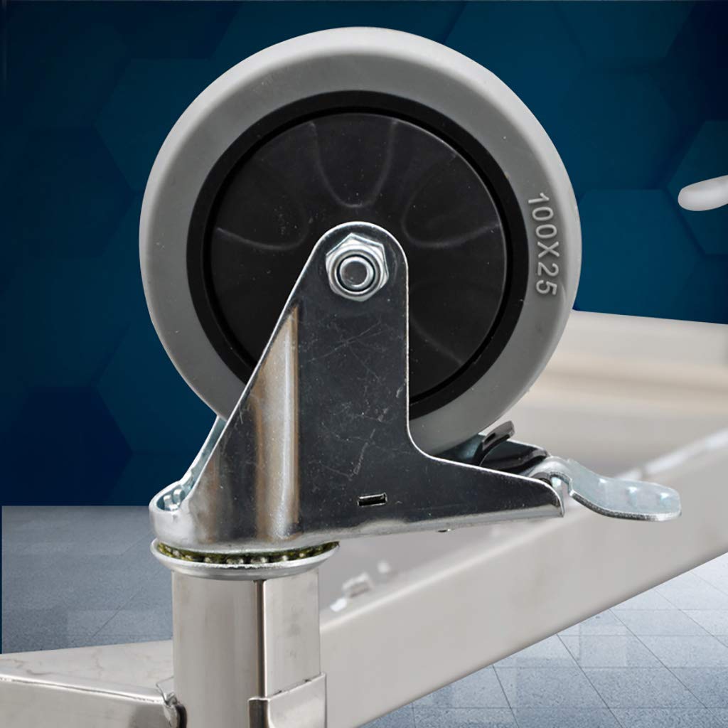 Carrello da tè a 3 ripiani in acciaio inox, versatile carrello per sala da pranzo per hotel e ristoranti, catering ed eventi, strumento per dessert incluso, mobili durevoli ed eleganti