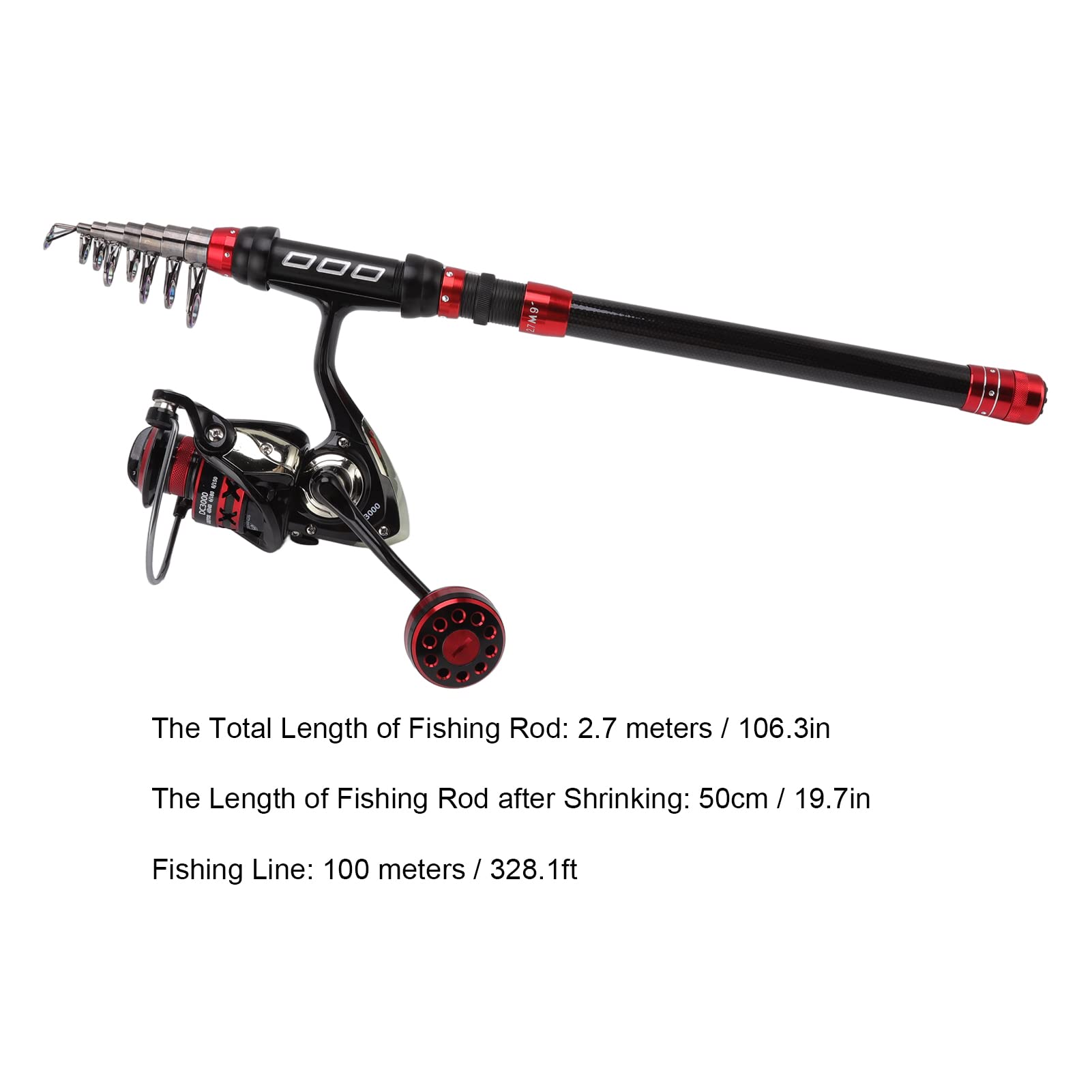 Amazon | 釣り竿セット 釣り竿とリールのコンボ、2.7M 折りたたみ式